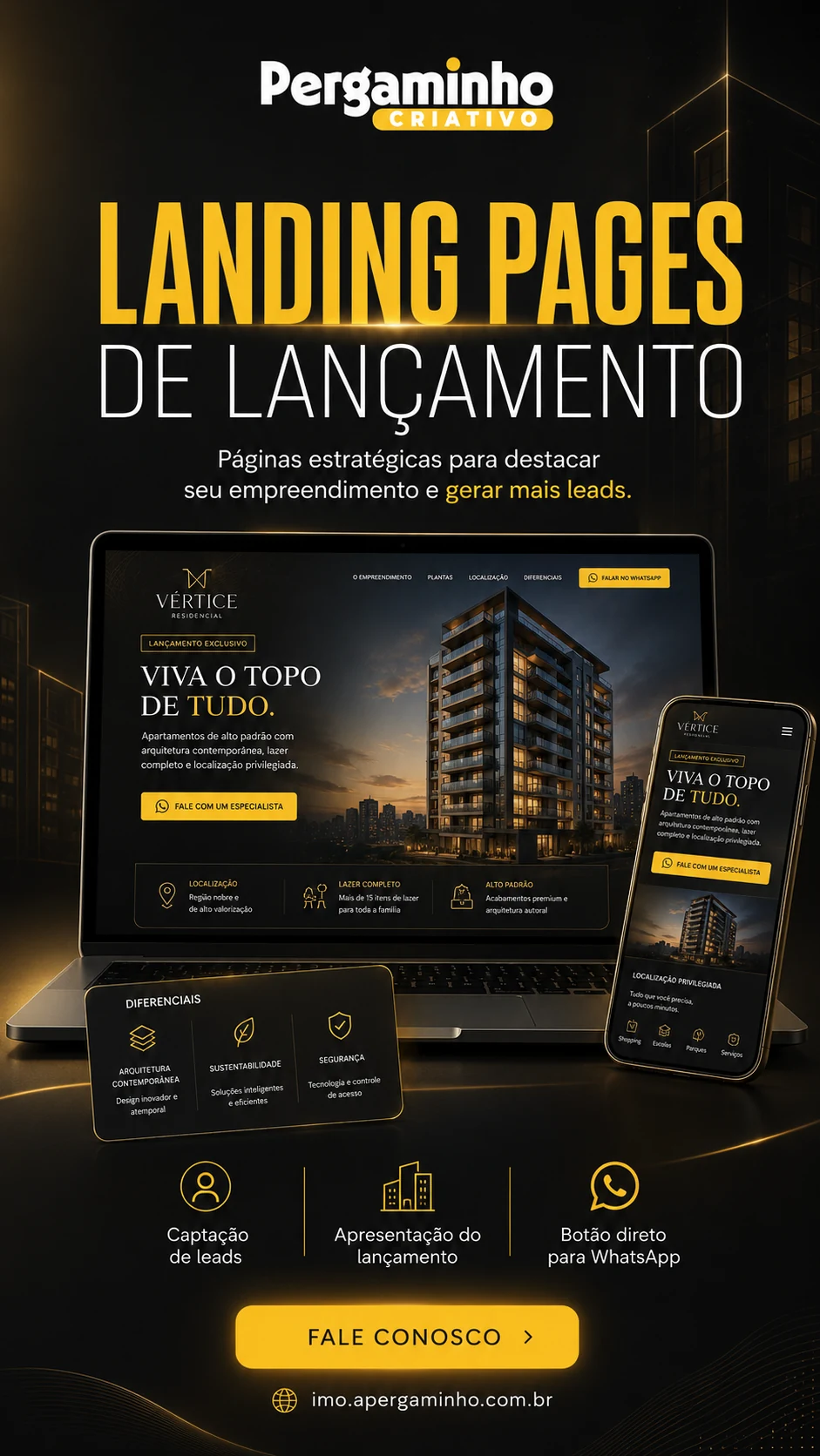 Card de landing pages de lançamento