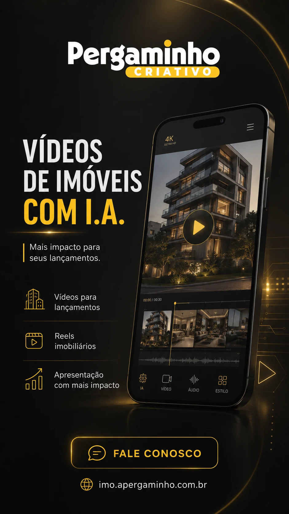 Card de vídeos de imóveis com inteligência artificial